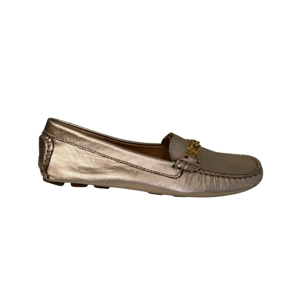 GH Bass Beamer Loafers Leather‎ Metallic Gold Women's Size 6 No Box